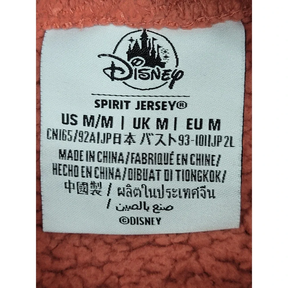 Disneyland Spirit Jersey Sherpa Hoodie Adult M Peach Pink Resort Plush Fleece